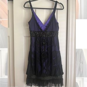 SUEWONG PURPLE AND BLACK MINI DRESS SIZE 6